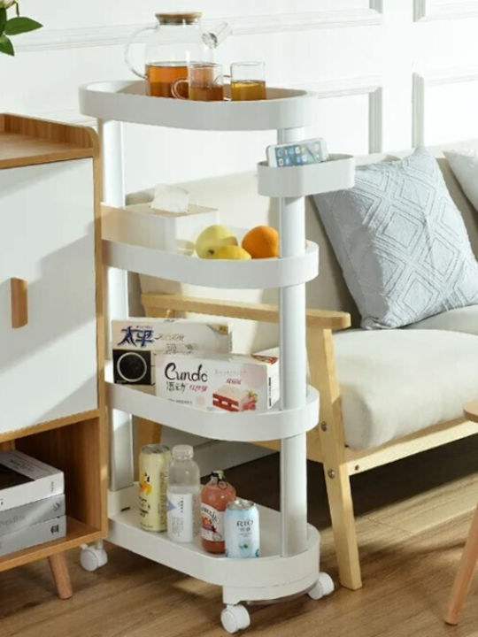 ForHome Τρόλεϊ Κουζίνας Πλαστικό 4 Θέσεων Λευκό 46x22x97cm