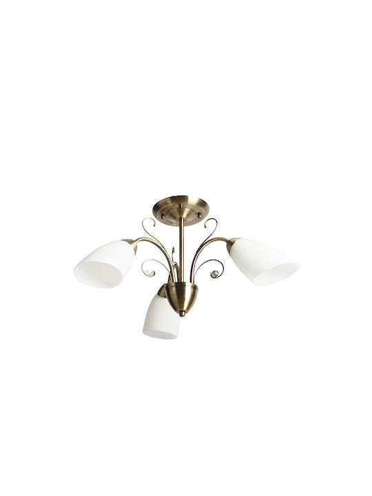 Agora Lighting Πλαφονιέρα Οροφής Χρυσή με Ντουί E27