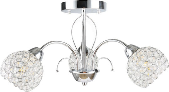 Agora Lighting Πλαφονιέρα Οροφής Ασημί με Ντουί E14