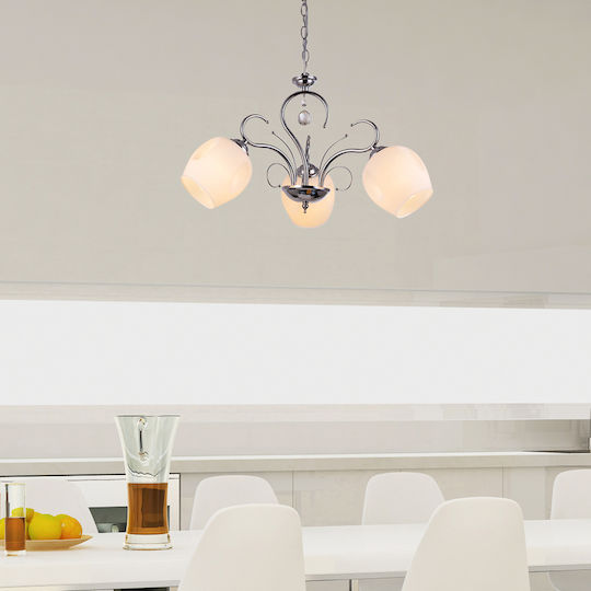 Agora Lighting Κρεμαστό Φωτιστικό Ασημί 50x56x56εκ. Agora Lighting Κρεμαστό Φωτιστικό Ασημί 50x56x56εκ.
