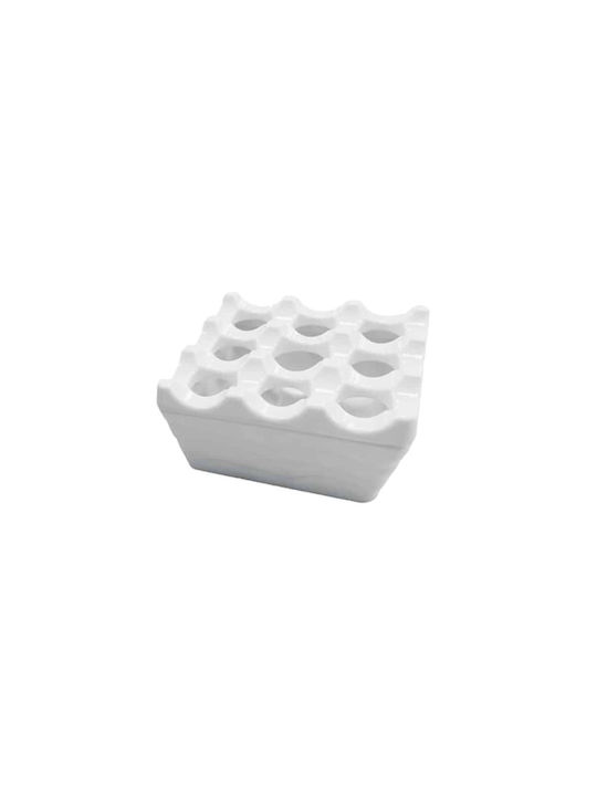 Windproof Melamine Square White Ashtray 10x10cm Set of 6 Pieces
