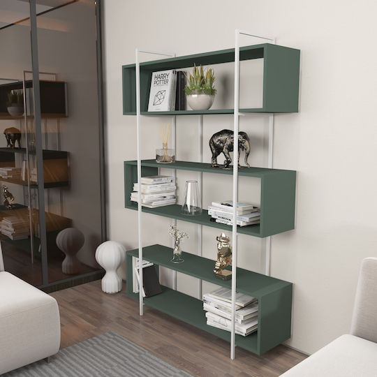 Bibliotecă Bruti Verde-Alb 120x29,6x180 cm