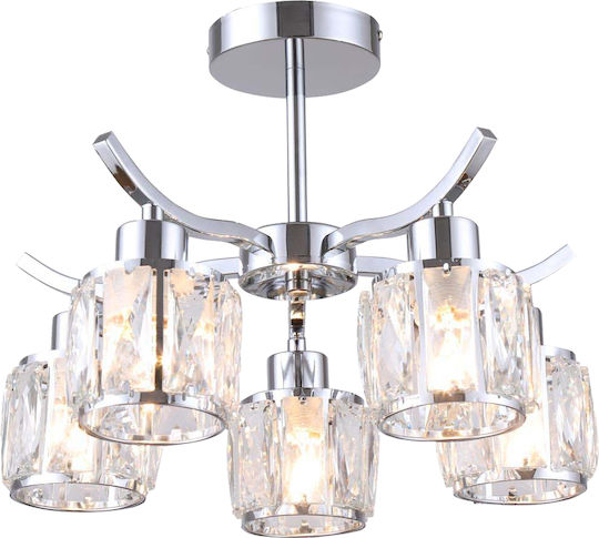 Agora Lighting Plafonieră de Tavan Argintiu cu Soclu E27 cu Cristale