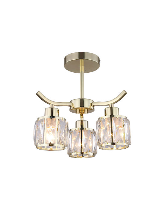 Agora Lighting Πλαφονιέρα Οροφής Χρυσή με Ντουί E27 με Κρύσταλλα