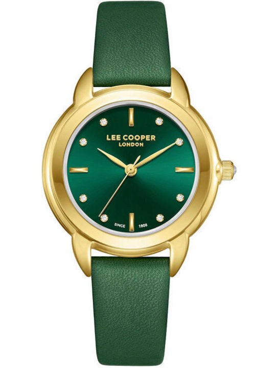 Lee Cooper Γυναικείο Ρολόι Μπαταρίας με Πράσινο Δερμάτινο Λουράκι