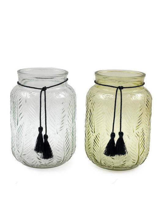 Glas-Kerzenhalter mit Quasten/2 Farben Φ14,5x20,5cm