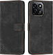 Brieftasche Leder / Silikon Schwarz (Honor X7c 4G)