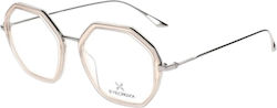 Eyecroxx 635 C3 Γυναικεία Μικτά Γυαλιά Οράσεως Γεωμετρικά Μπεζ-ασημί