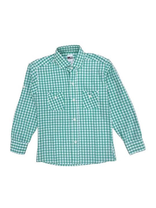 Domina Kids Checked Shirt Long Sleeve Green