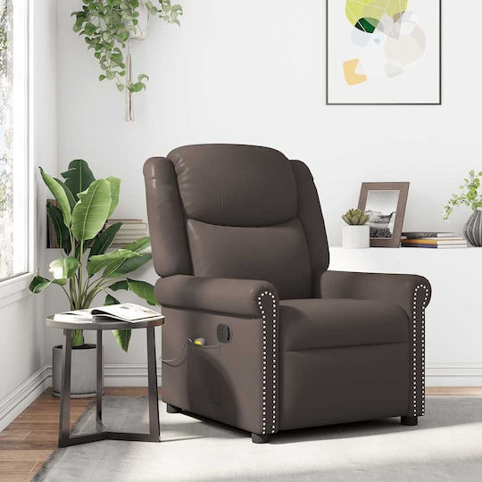 Relaxsessel Friseurwaschbecken mit Fußhocker aus echtem Leder Coffee 77x92.5x99cm