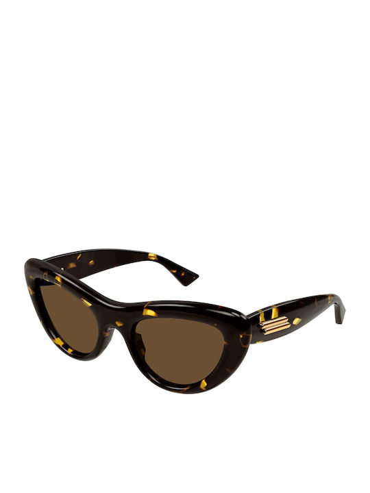 Bottega Veneta Damen Sonnenbrille mit Braun Schildkröte Kunststoff Gestell und Braun Linse BV1282S 002