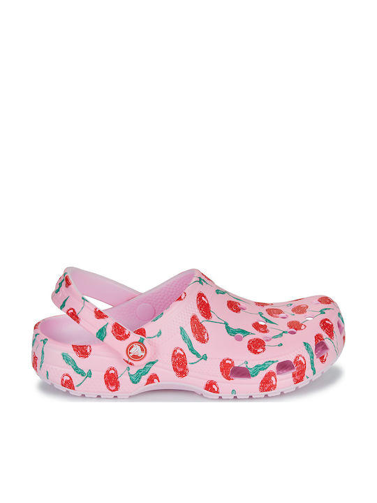 Crocs Classic Fresh Fruits Γυναικεία Σαμπό Ροζ
