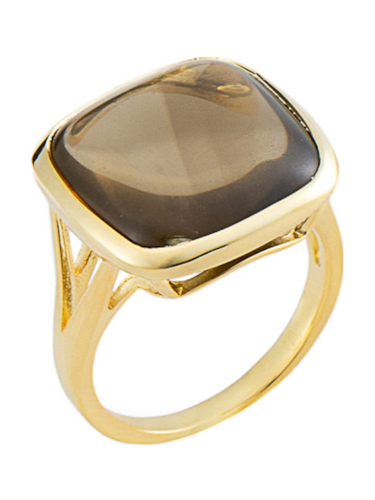 Prince Silvero Ring with Stones made of Silver Gold Plated