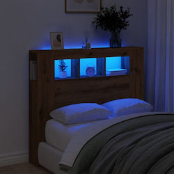 vidaXL LED Bed Headboard Wooden Brown 120x103.5cm