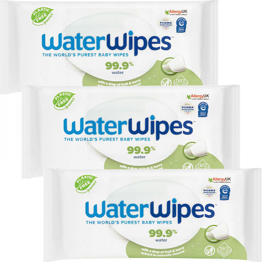 WaterWipes Baby Wipes with 99.9% Water, without Alcohol & Parabens 3x180pcs