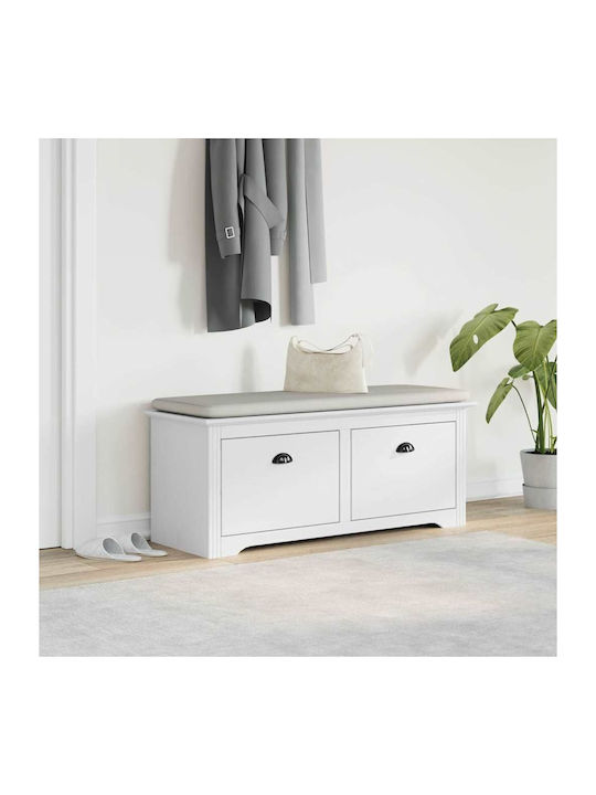 Mobilier de Intrare cu Dulap pentru Pantofi & Bancă Alb 114x40x45cm