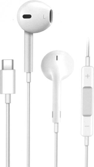 Earldom EC-01 In-ear Handsfree Ακουστικά με Βύσμα USB-C Λευκό