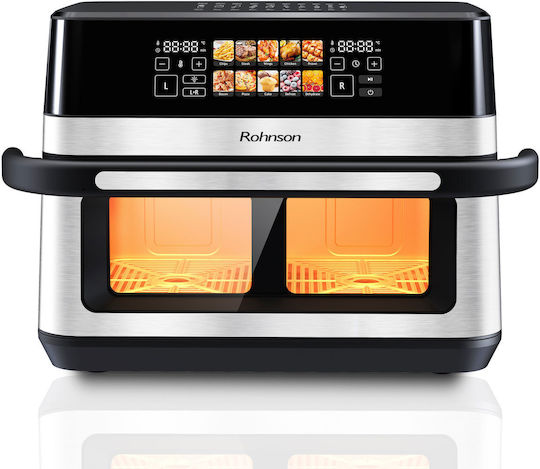 Rohnson Air Fryer με Διπλό Αποσπώμενο Κάδο 12lt Ασημί R-2882