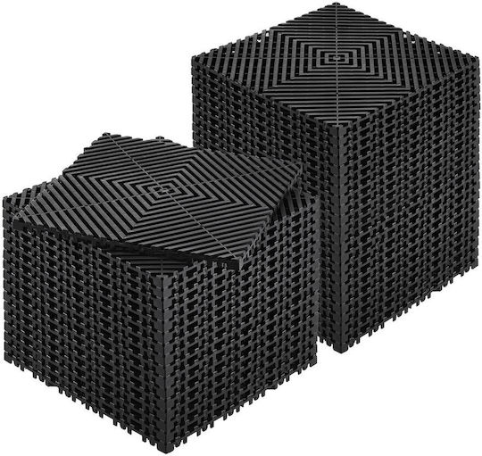 Vevor Σετ Πλαστικό Δάπεδο PVC με 40 Πλακάκια 15mm Μ30.48xΠ30.48εκ. Μαύρο