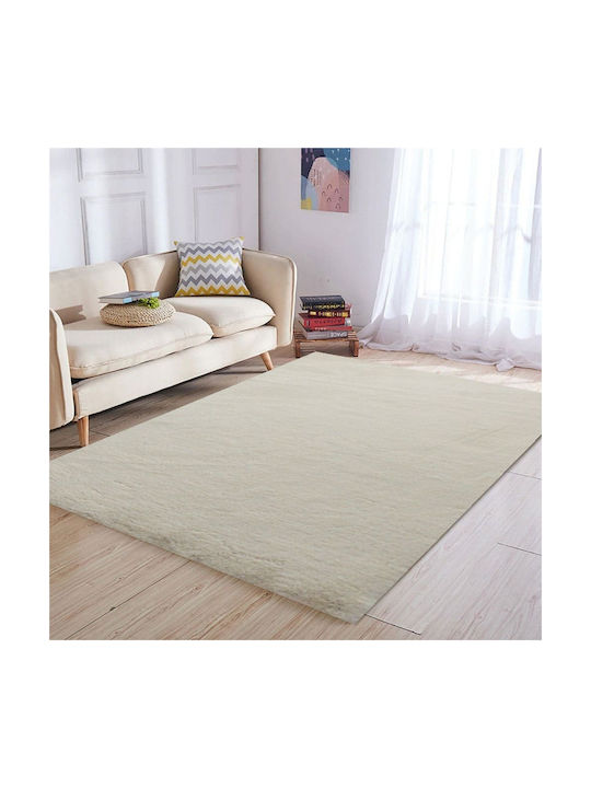 Anti-slip Rug Rectangular Furry Cream