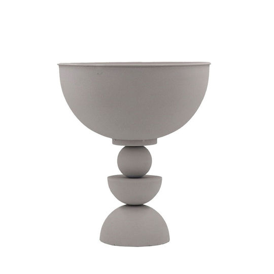 InTheBox Bol Decorativ Metalic cu Picior Alb 31x31x36cm 1buc