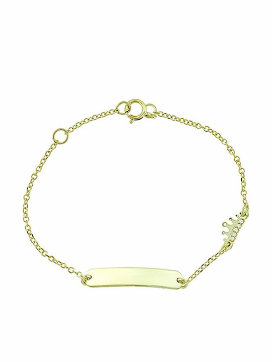 Senzio Belibasakis Kids Bracelet ID from Gold 9K with Stones