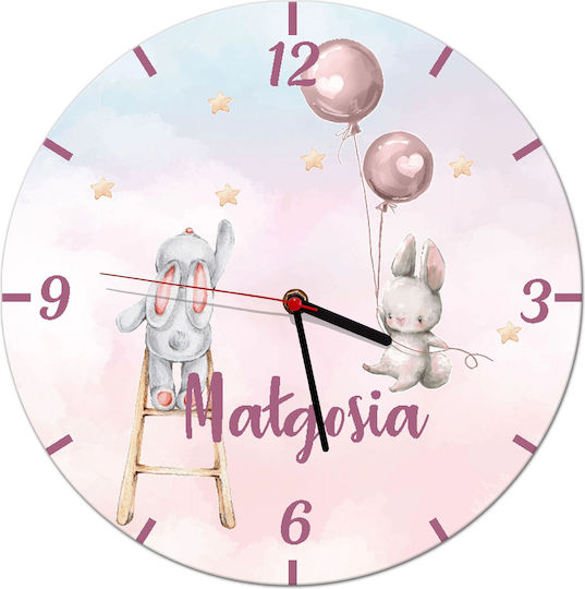 Kinderzimmeruhr Wanduhr Hasen Kinderbild Name