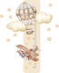 Kids Wall Sticker Airplane Height Balloon Beige 45x120