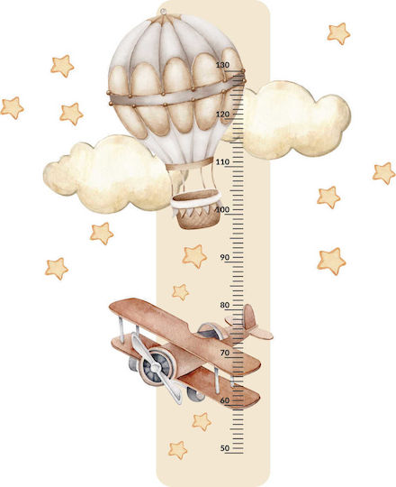 Kids Wall Sticker Airplane Height Balloon Beige 45x120