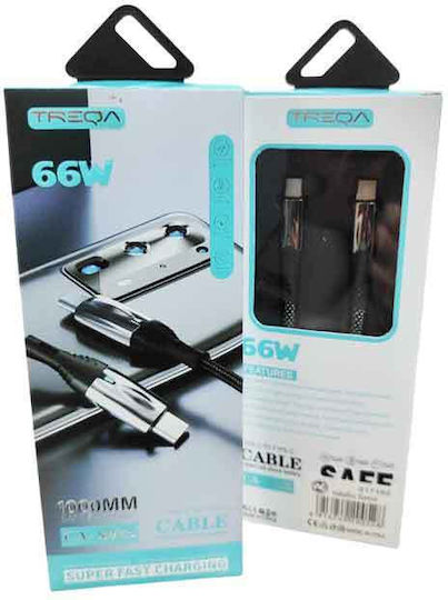Treqa Cablu USB 2.0 USB-C Masculin - USB-C 66W PD 1m