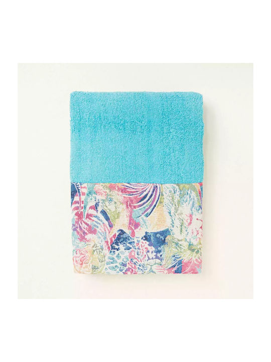 Turquoise Print Expressionist Jungle Animals Body Towel 80 x 38 cm 380181 Ntampoudis Ntm-380181