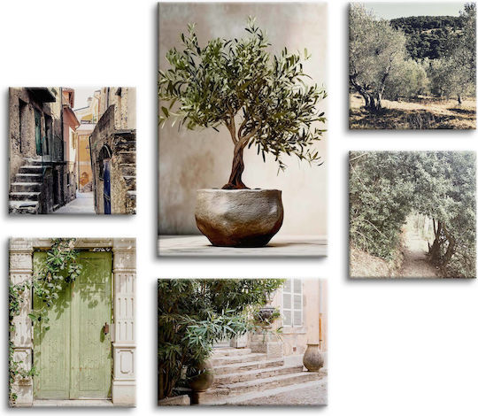 Σύνολο Εικόνων Boho Πίνακες Ζωγραφικής Καμβά Ρουστίκ Διακόσμηση 140x100