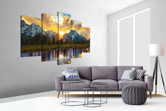 Canvas Painting Set Living Room Large Landscape Painting Lake Mountains 50x100