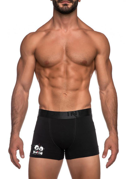 Inizio Men's Boxer Black with Patterns