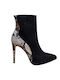 Leather Women's Ankle Boots with High Heel Black