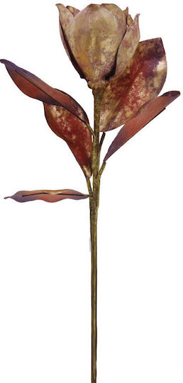 Magnolia Λουλουδι Τεχνητο Υφασμα Pvc Μπορντω Χρυσο 58 Σετ 12 Τμχ 030775 Υφασμα Pvc