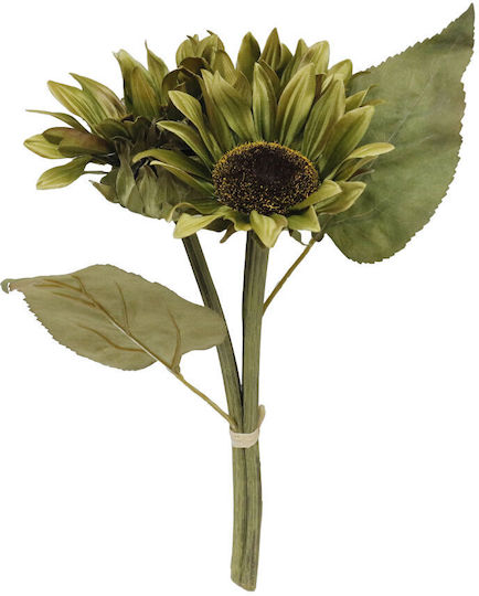 Sunflower Artificial Flower Bouquet Fabric PVC Green 31 Set of 12 Pieces 030766 Fabric PVC
