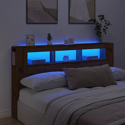 vidaXL LED Κεφαλάρι Κρεβατιού Ξύλινο Καφέ 180x1...