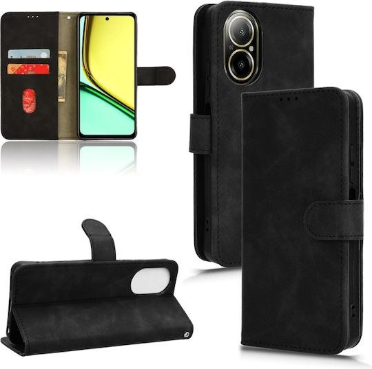 4g Skin Feel Magnetic Buchen Sie Leder / Synthetisches Leder / Silikon Schwarz (Realme C67)