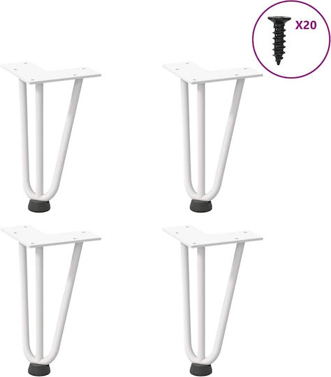 vidaXL Metallic Furniture Leg 4 Pieces Suitable for Table / Coffee Table 12x12x20cm White