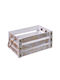 Decorative Basket Wooden White-Brown Gold Large