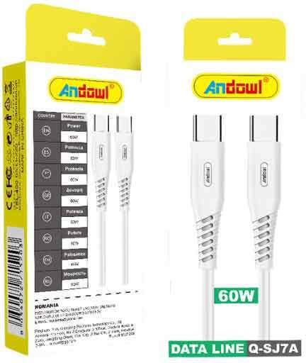 Andowl Q-sj7a USB 2.0 Cable USB-C male - USB-C 60W 1m 715203