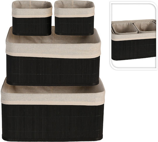 H&S Collection Καλάθι Αποθήκευσης Bamboo Μαύρο