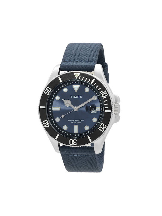 Timex Γυναικείο Ρολόι 43mm Μπαταρίας με Μπλε Υφασμάτινο Λουράκι