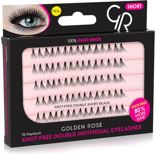 Golden Rose Knot Free Double Individual Eyelashes Short