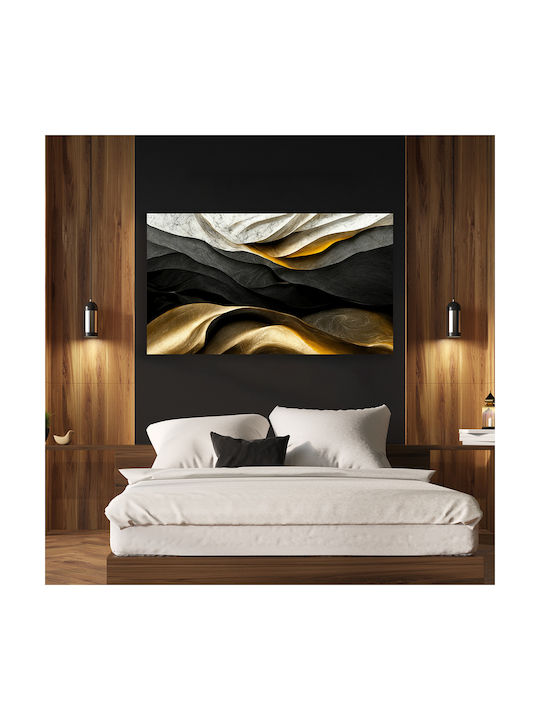 Canvas Painting Abstract Design Gold Black Knv2553 80cm X 120cm