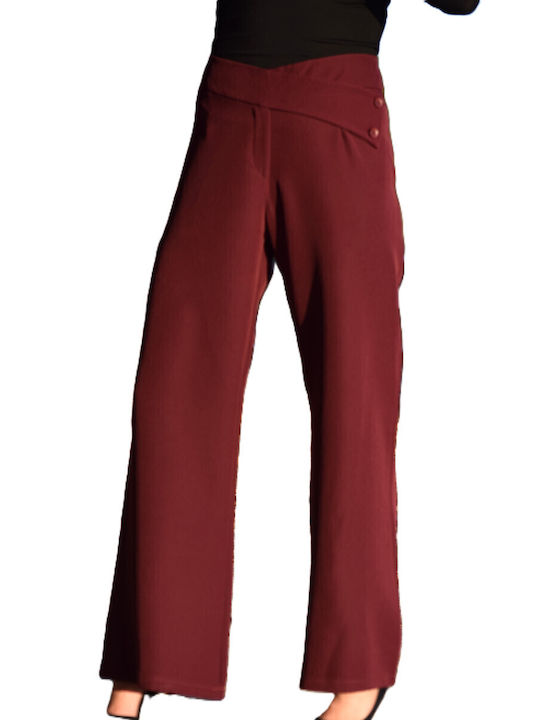 Women's High Waist Burgundy Pantaloons