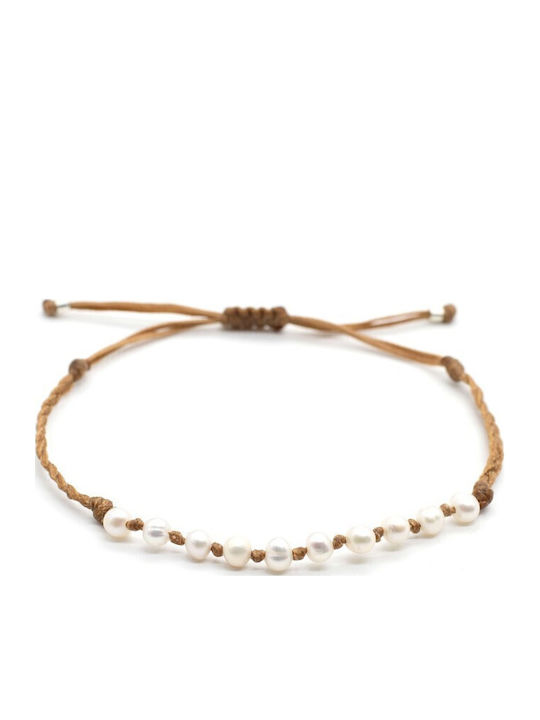 Irmelia Women's Bracelet Macrame made of Cord with Pearls