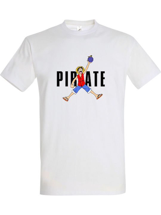 T-Shirt Unisex "Air Pirate One Piece Luffy" Weiß