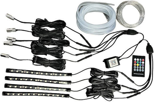 Ambient Light Kit Idealstore Neon Led Rgb + Led Rgb Strip 12v 6 Adapters 6 Meter Neon Wire 7 Colors To Choose From Remote Control Operation